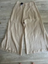 massimo dutti ladies wide Linen new wide leg trousers, Size UK 12
