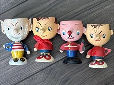 4 1950’s Wooden Egg Cups Noddy Big Ears Soldier