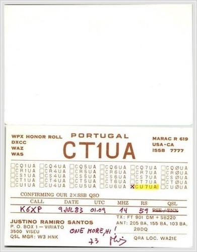 1983 portugal ct1ua qsl - portugal,