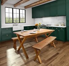 The Rustic Harrogate Farmhouse Dining Table and Optional Bench Set - Solid Wood