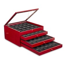 Rosewood Zippo Lighters Chest Cabinet Display Case Box 80 Lighters Premium Red
