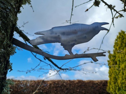 Metal raven branch bird - metal, on