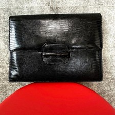 Launer London Vintage Clutch Bag Embossed Leather Used