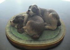 Cute Vintage 1987 Aynsley Mastercraft England Two Spaniel Dogs Figurine