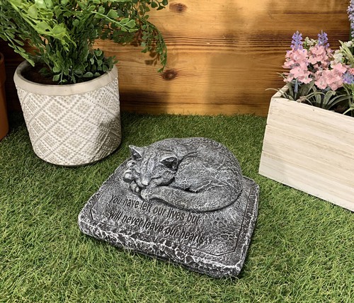 Stone garden memorial - garden, cat
