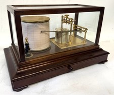 Antique Barograph by Short & Mason In an Wooden 5-glass case, circa 1930
