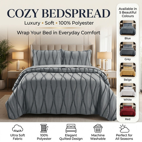 Embossed quilted bedspread set - quilted,