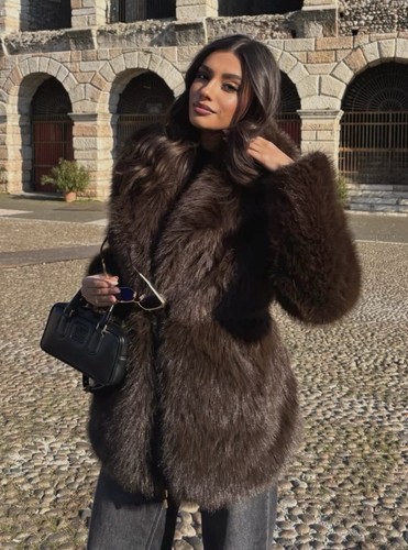 Zara faux fur belted - faux,