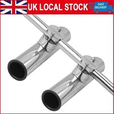 2x Boat Stainless Steel Clamp On Fishing Pole Rod Holders For Rails 7/8" to 1"
