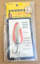 Penguins Wonder Minnow -  Spoon  1/2 oz, Silver & Orange- Rare - Fishing Tackle