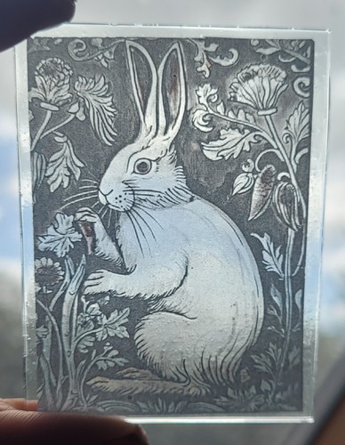 Stained glass hare permanently - stained,