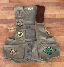 Vintage Bob Allen Shooting Vest ML Trap Skeet Hunting Khaki Winchester Patches
