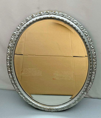 Ornate silver oval - silver,
