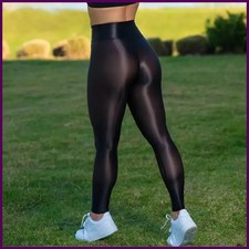 See Through Fitness Yoga Leggings Women Sheer Shiny Leggings Elastic Running