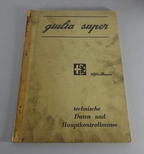 Workshop Manual Technical Data Test Values Alfa Romeo Giulia Super from 06/1966