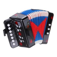 Accordion 10 Keys Button Accordion Mini Musical Instrument Gifts Black