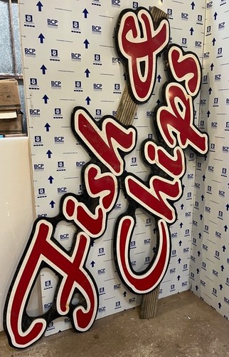 Large fish chips sign - large,