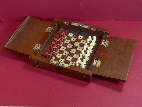 Antique wooden folding travel - wooden,