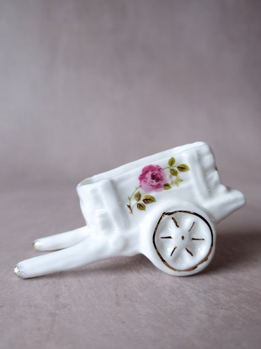 Vintage ceramic wheelbarrow - ceramic,