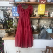 VTG Laura Ashley Dress 1980s Size 10 Cotton Cottagecore Red Great Britain