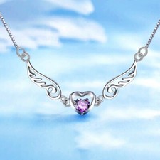Angel Wing Pendant 925 Sterling Silver Chain Necklace  Women Girl Jewellery Gift