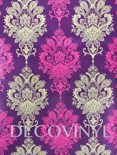 10m purple damask fablon - purple,