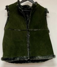 Sue Walsh Designs green Leather Sheepskin  Zip Gilet  Size M medium