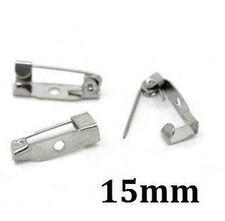 10 20 30 50 100 Brooch Backs Bar Safety Pins 15mm Catch Findings Small Tiny