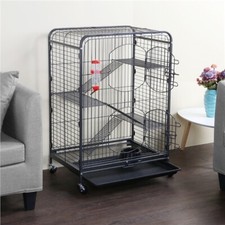 94cm Rat Cage 4-Tier Pet Cage w/ Bowl & Bottle for Ferret/ Chinchilla/ Rabbit