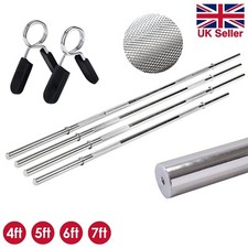Standard Barbell 1” inch Straight Weight Lifting Bar 2 Collars 4ft 5ft 6ft 7Ft
