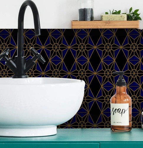 25pcs blue gold mosaic tile - 25pcs,