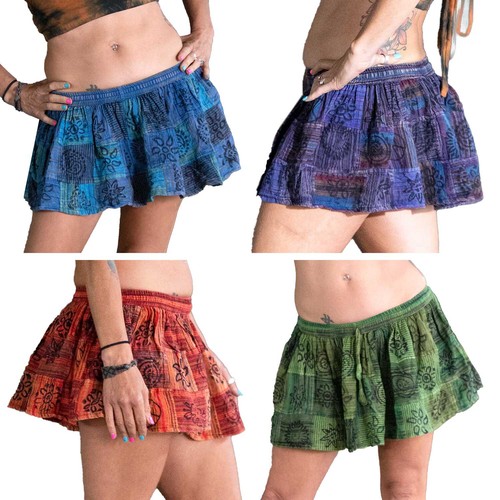 Patchwork hippy mini skirt - patchwork,