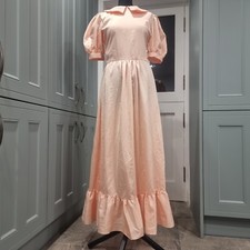 Vintage 1980s Peach Lace Evening Bridesmaid Dress 12 Cottagecore Princess
