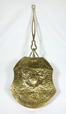 Antique Georgian Brass Chestnut Roaster Pan with Family Crest 18thC