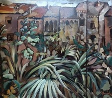 SIGFRIDO NANNUCCI 1966 olio tavola "scorcio toscano" Arte Moderna Italiana