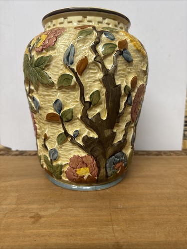 Vintage wood ceramic vase - vintage, h