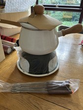 Fondue Porcelain Enamel On Steel With 6 Stainless Steel Forks And Burner - Japan