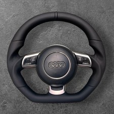 EXCHANGE AUDI TT MK2 A3 S3 A6 RS6 C6 R8 CUSTOM BLACK LEATHER STEERING WHEEL