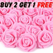 50Pcs Large 6CM Artificial Flowers Foam Rose Heads Wedding Party Decor Bouque UK