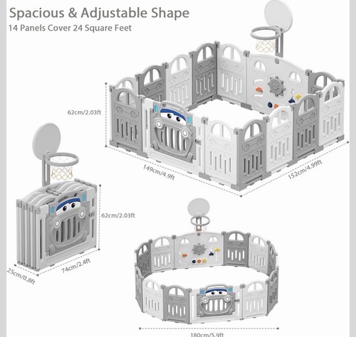 Foldable playpen with mini - with,