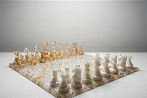 Contemporary resin chess set - chess,