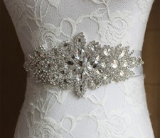 Wedding Dress Belt Bride Bridesmaid Party Prom Crystal Diamante Applique Sash