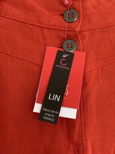Orange linen trousers - trousers, miss