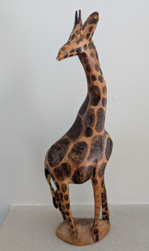 Hand carved wooden giraffe - wooden,
