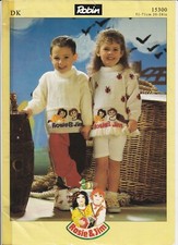 Rosie & Jim Swiss Darning Sweater DK Knitting Pattern Robin 15300 20-28"
