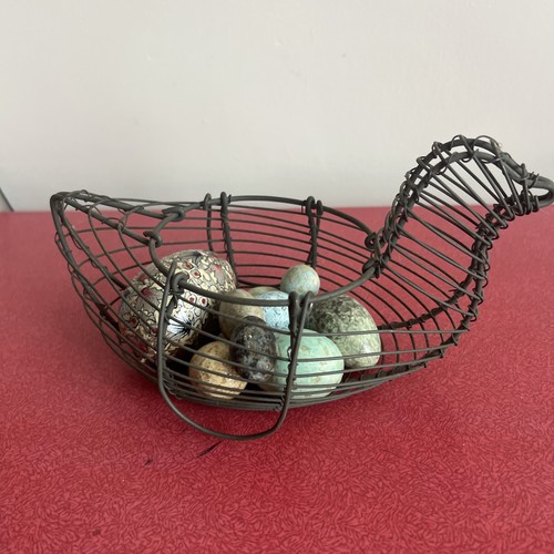 Vintage french wire egg - wire, basket