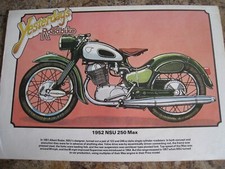 YESTERDAY'S ROADBIKE 1952 NSU 250 MAX MOTORBIKE ILLUSTRATION ADVERT A4 FILE 45