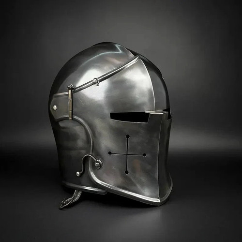 Medieval barbuta knight helmet - knight,