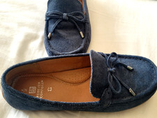 Clarks Forever Comfort Dark Blue suede leather Moccasins flat loafer shoes 4