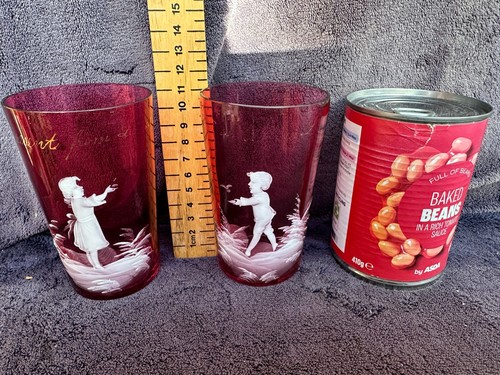 Pair antique cranberry mary - pair,